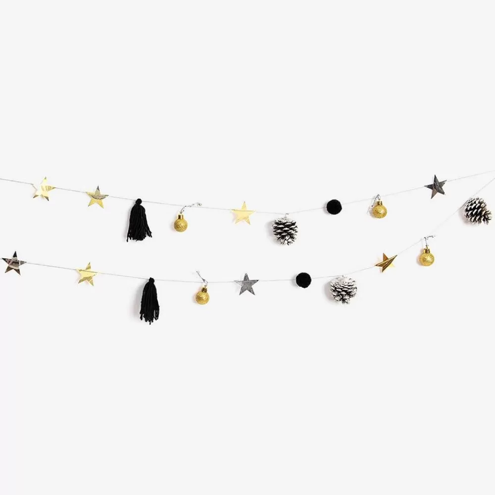 Discount Black And Gold Christmas Garland Garlands