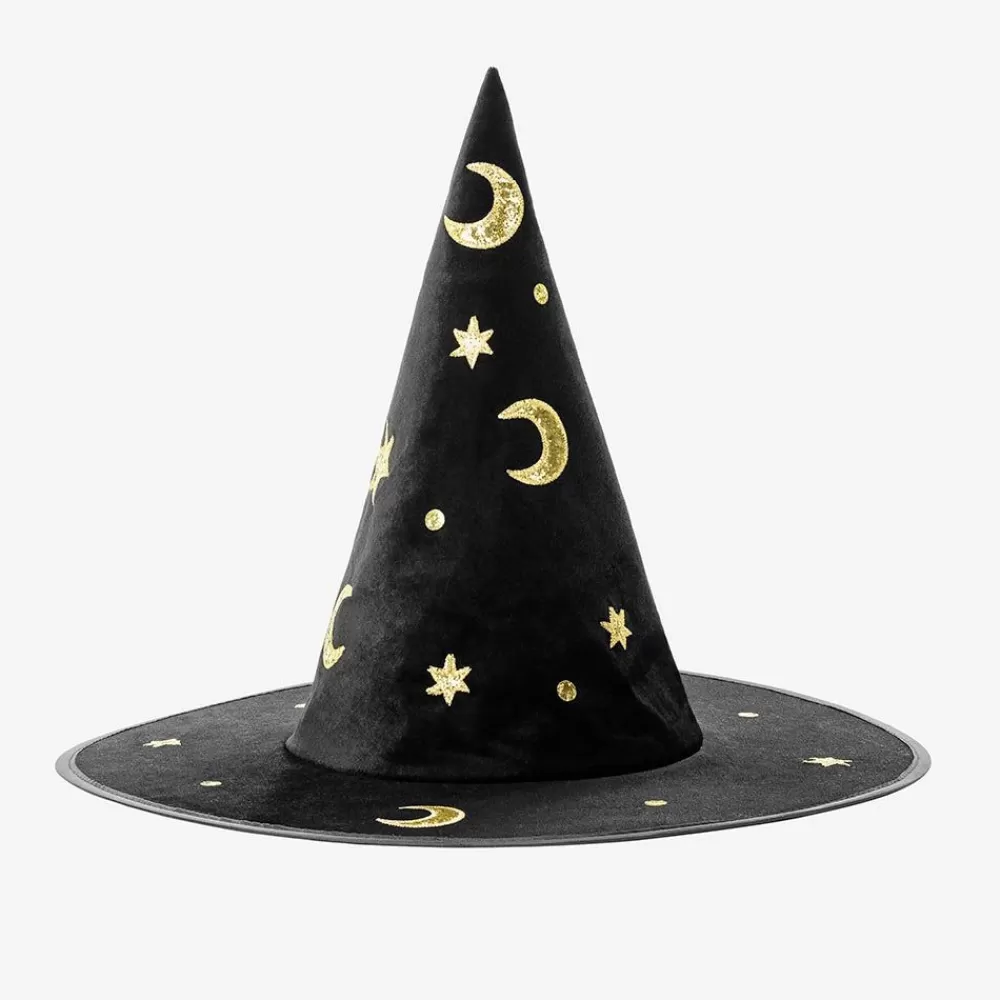 Fashion Black And Gold Witch Hat Costumes