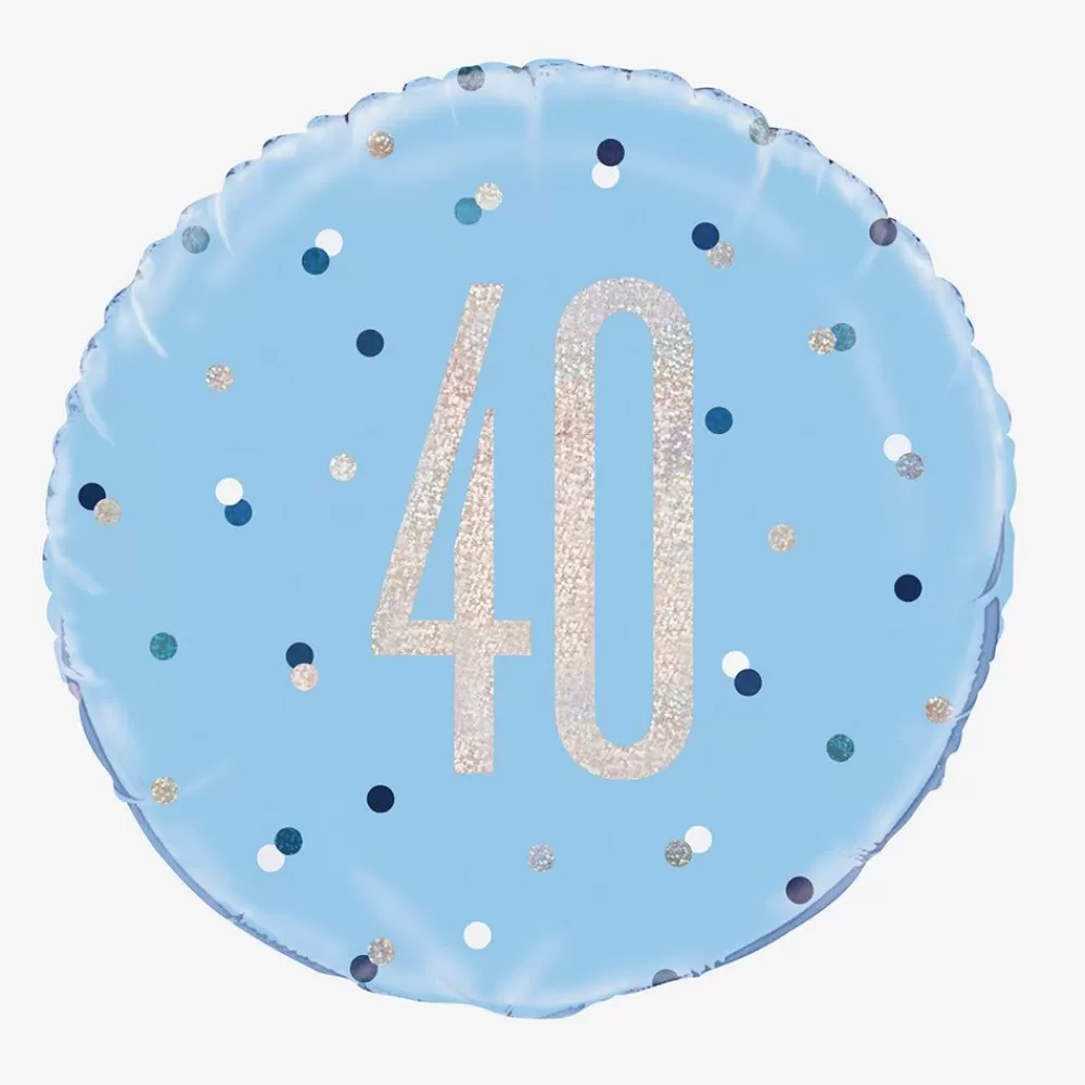 Cheap Blue And Holographic 40Th Anniversary Helium Balloon Shaped Helium Balloons