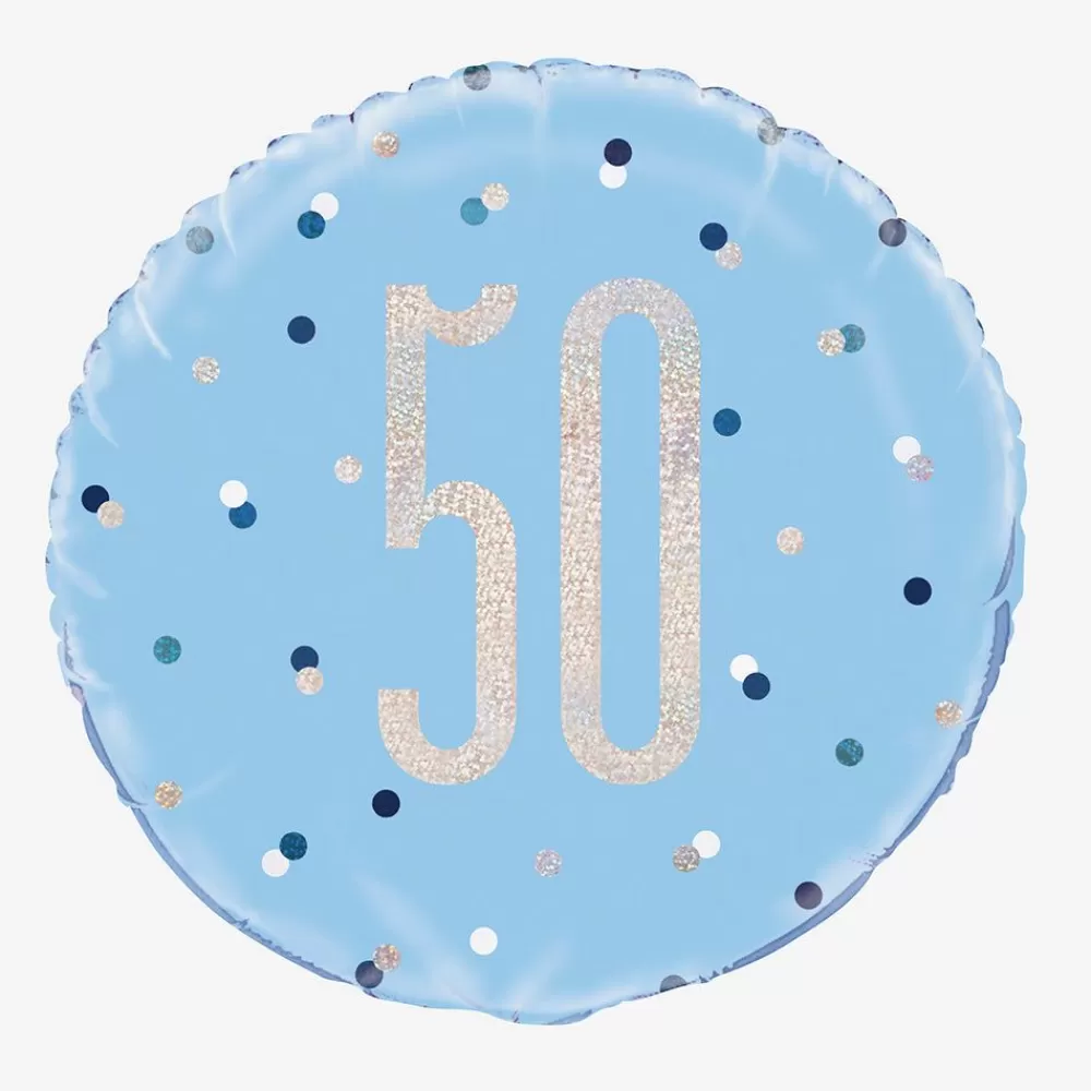 Shop Blue And Holographic 50Th Anniversary Helium Balloon Shaped Helium Balloons