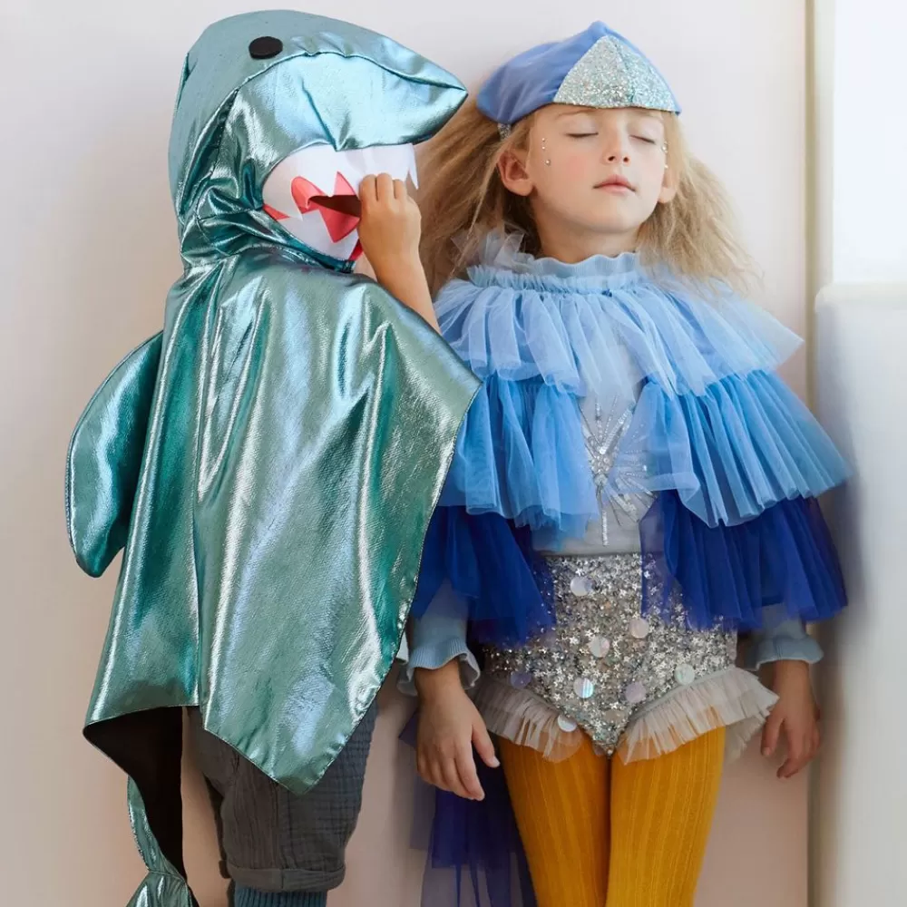 Clearance Blue Bird Costume: Tulle Cape And Velvet And Glittery Fabric Headdress Costumes