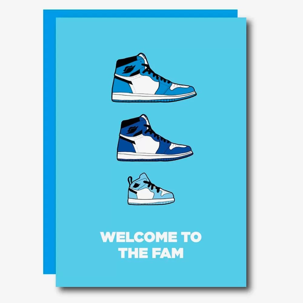 Online Blue Sneakers Birth Greeting Card Greeting Cards