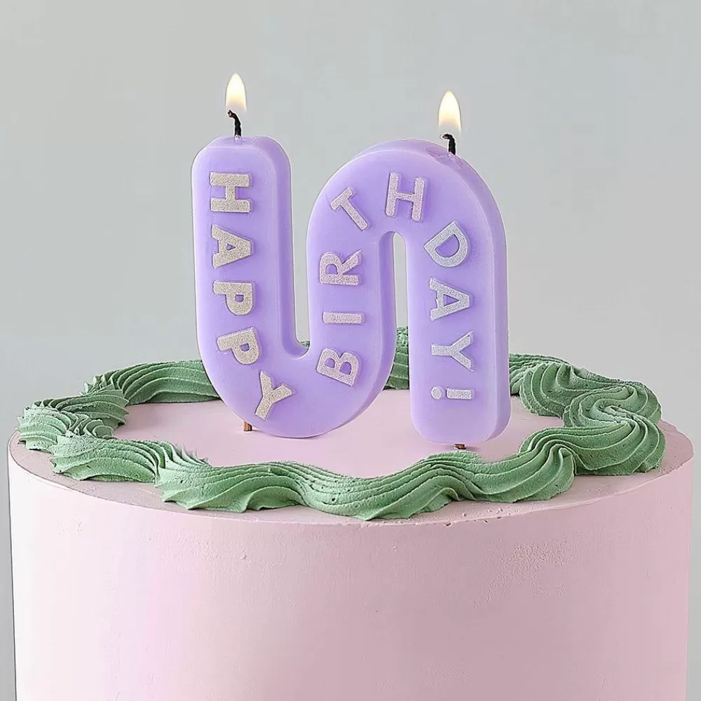 Clearance Bougie Anniversaire : 1 Bougie Happy Birthday Mauve Birthday Candles