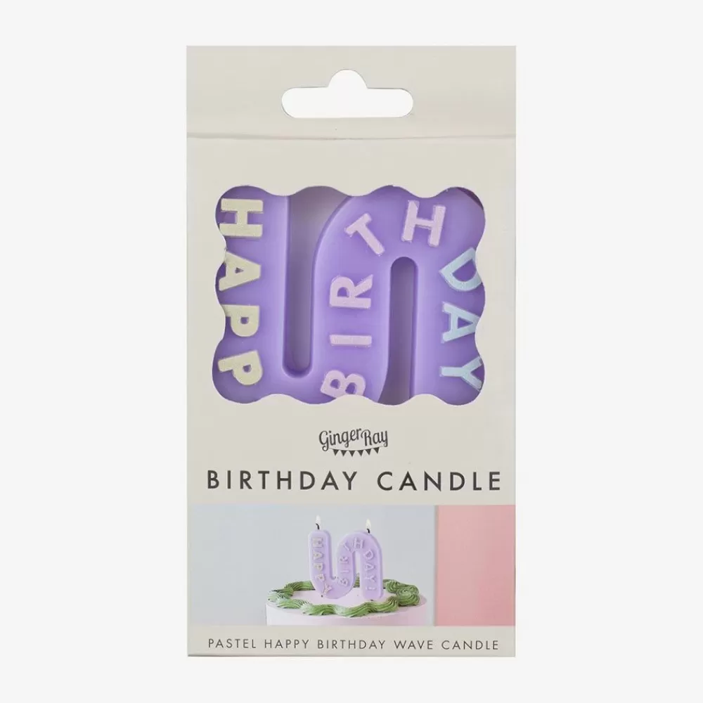 Clearance Bougie Anniversaire : 1 Bougie Happy Birthday Mauve Birthday Candles