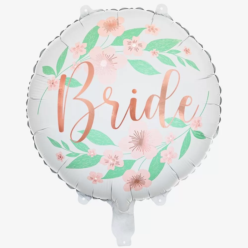 Outlet Bride Balloon With Pink Flowers Shaped Helium Balloons