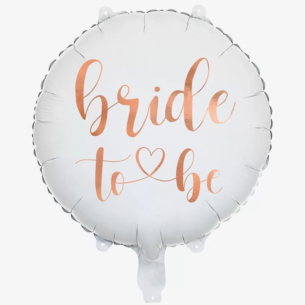 New Bride To Be White And Rose Gold Balloon Shaped Helium Balloons