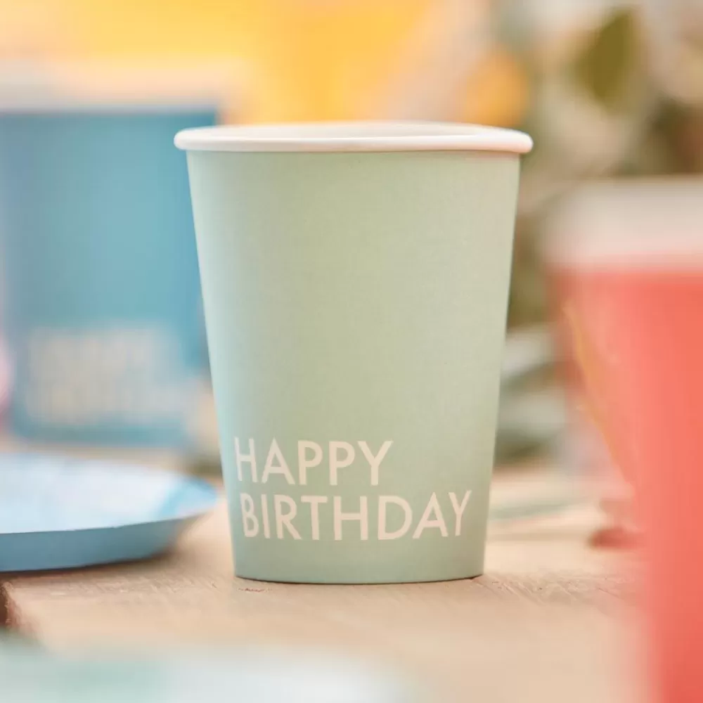 Best Cardboard Cup: 8 Multicolored Happy Birthday Cups Cups