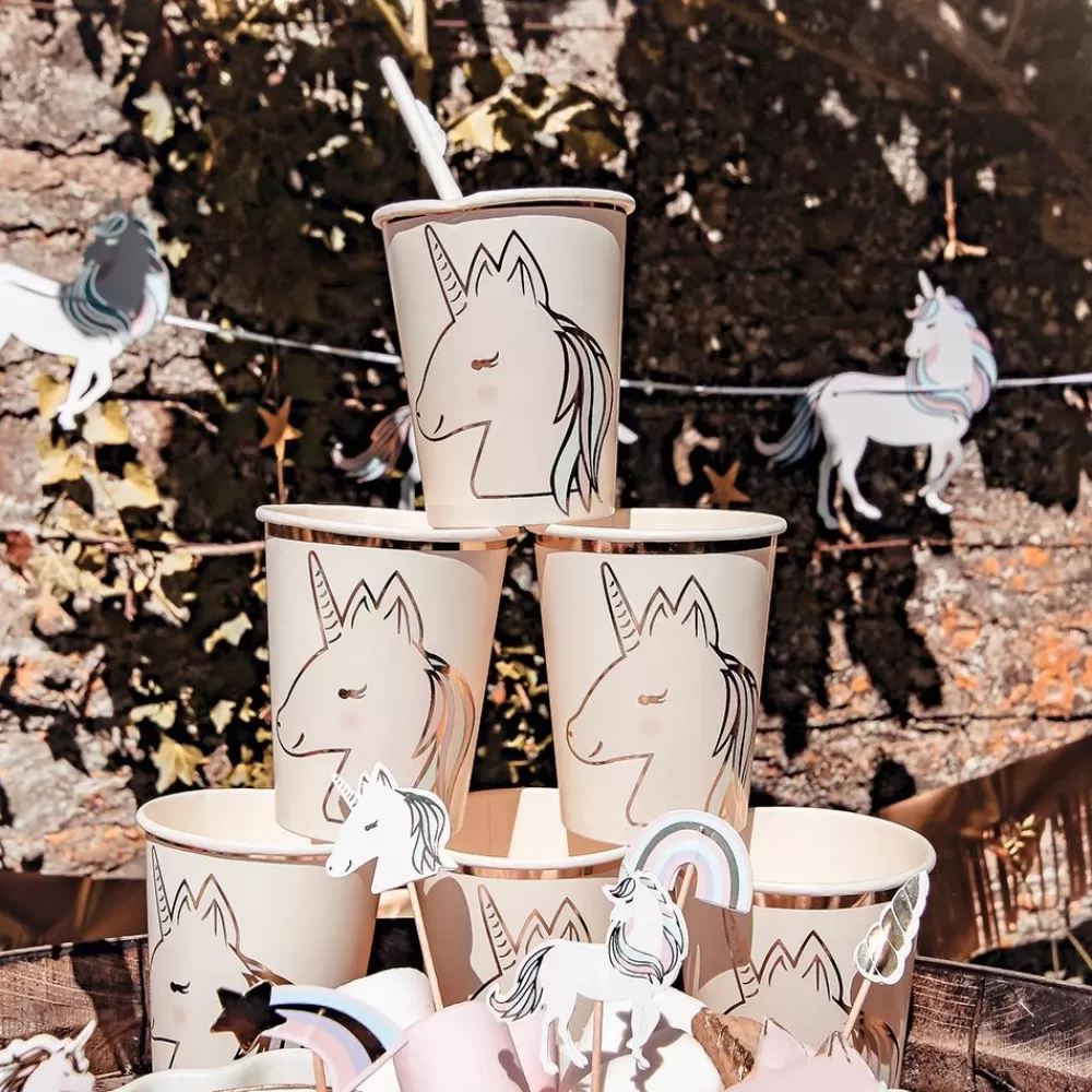 Outlet Cardboard Cup: 8 Pastel Unicorn Cups Cups