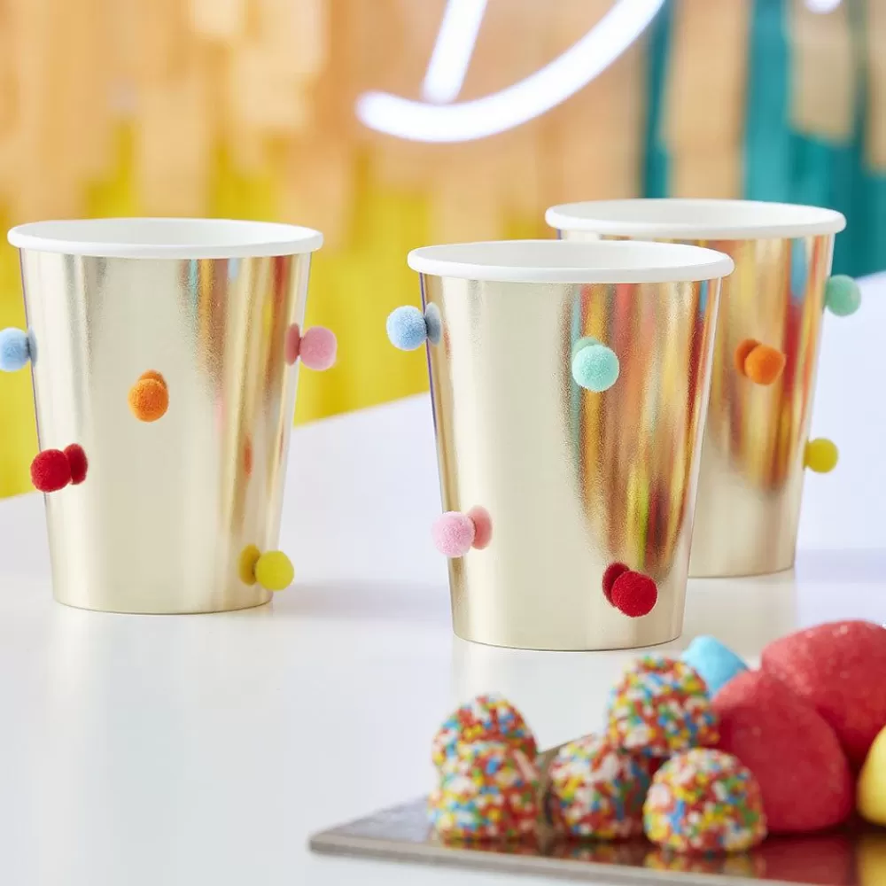 Flash Sale Cardboard Cup: 8 Pompom Cups Cups