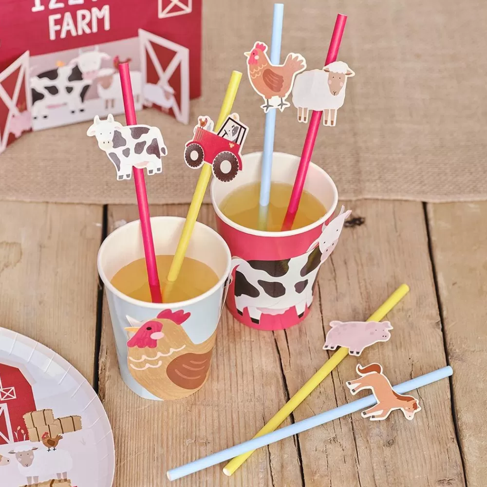 New Cardboard Straw: 16 Farm Animal Straws Straws