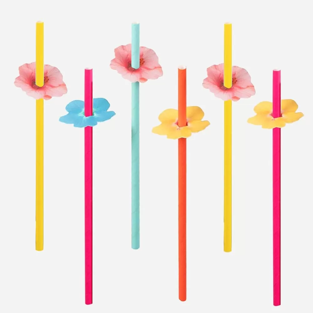 Shop Cardboard Straw: 16 Tropical Flower Straws Straws