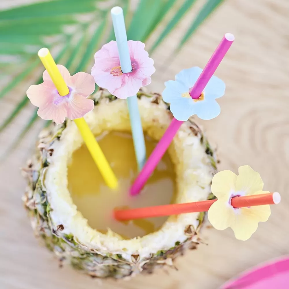 Shop Cardboard Straw: 16 Tropical Flower Straws Straws