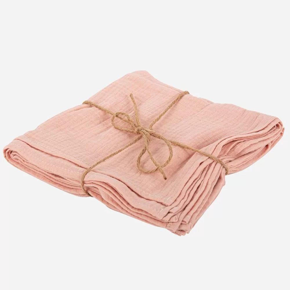 Fashion Cotton Gauze Napkins: 4 Old Pink Napkins Napkins