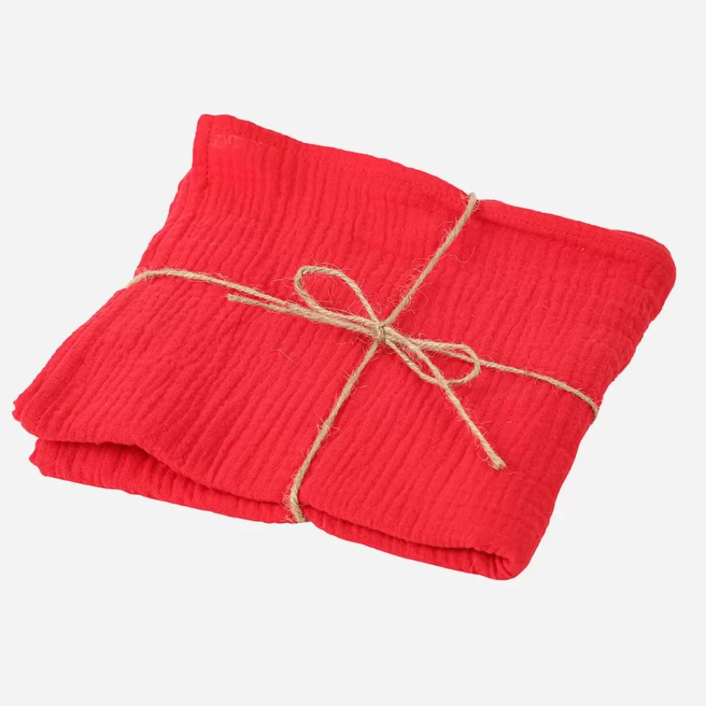 New Cotton Gauze Napkins: 4 Red Napkins Napkins