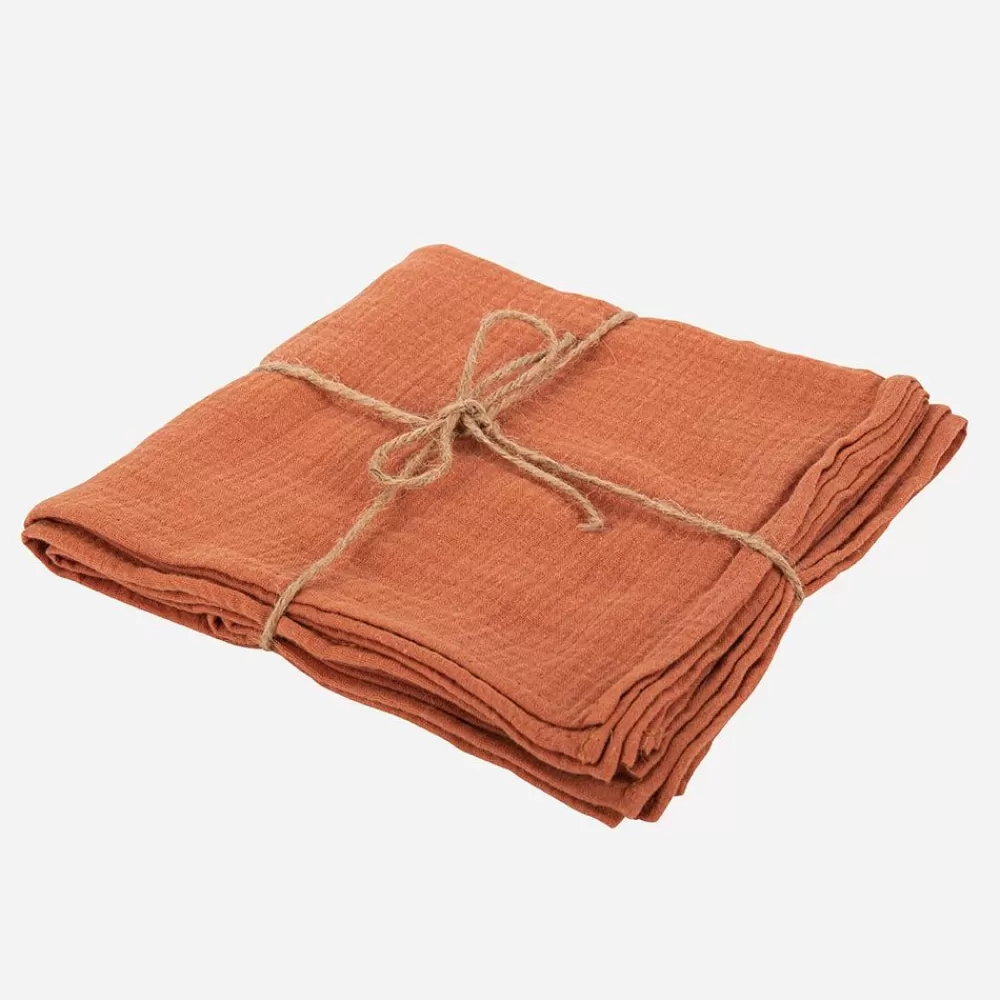 Fashion Cotton Gauze Napkins: 4 Terracotta Napkins Napkins