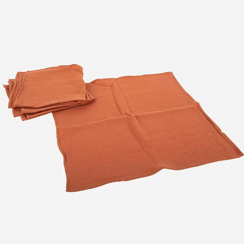 Fashion Cotton Gauze Napkins: 4 Terracotta Napkins Napkins