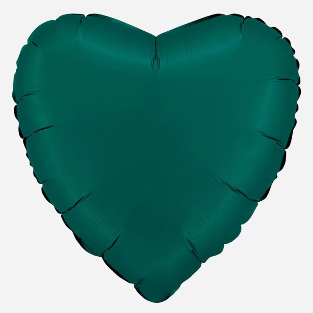 Discount Emerald Green Satin Heart Balloon Shaped Helium Balloons