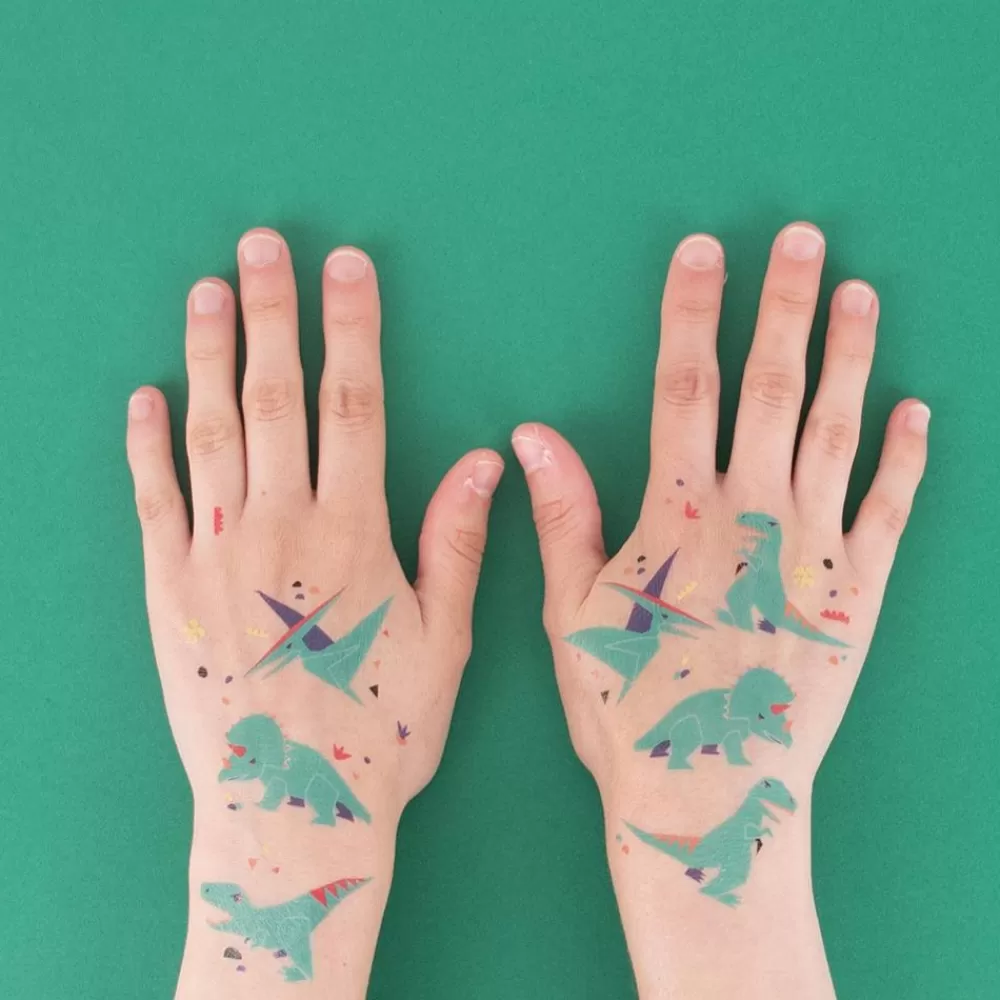 Clearance Ephemeral Tattoo: 1 Sheet Of 8 Dinosaur Tattoos Temporary Tattoos