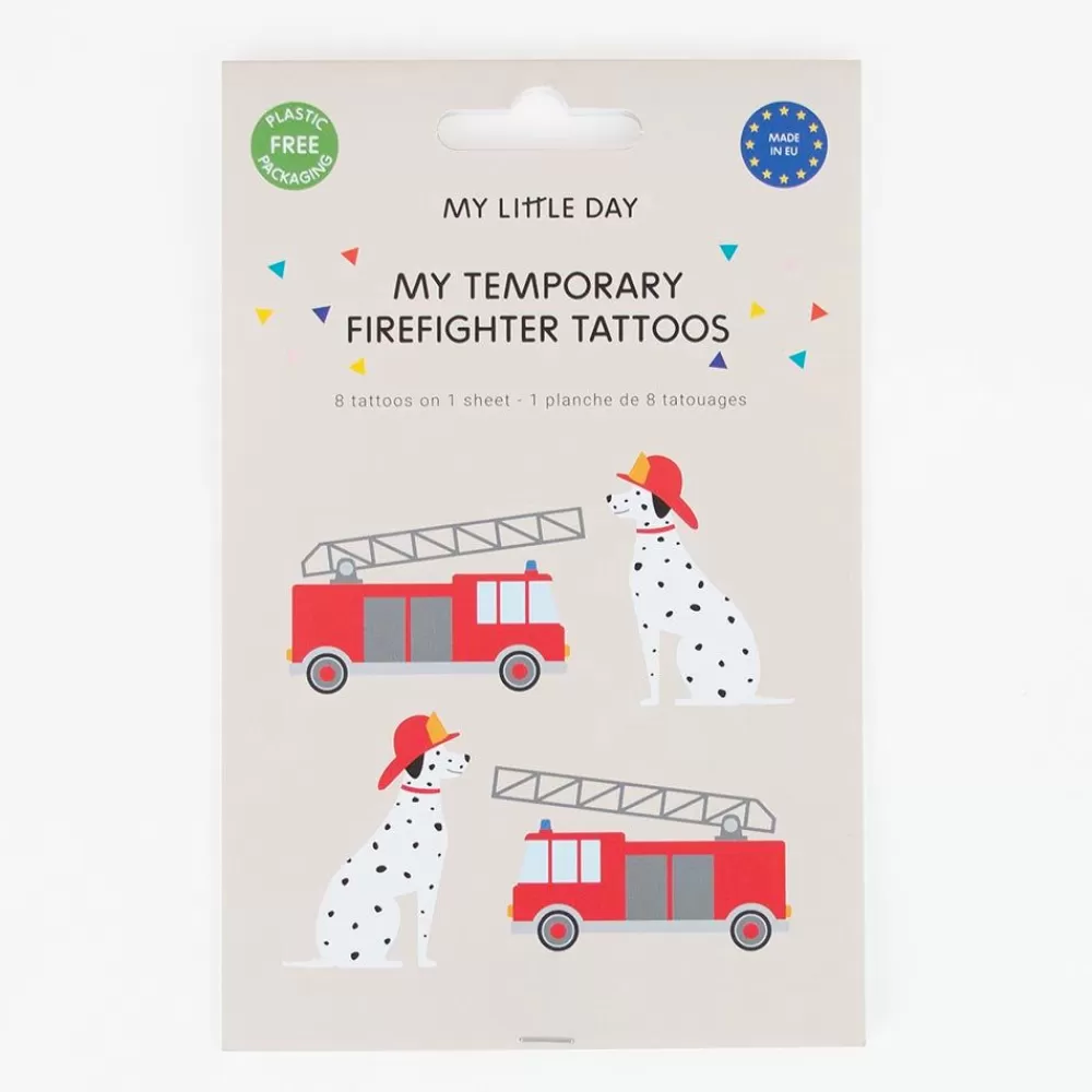 Clearance Ephemeral Tattoo: 1 Sheet Of 8 Firefighter Tattoos Temporary Tattoos