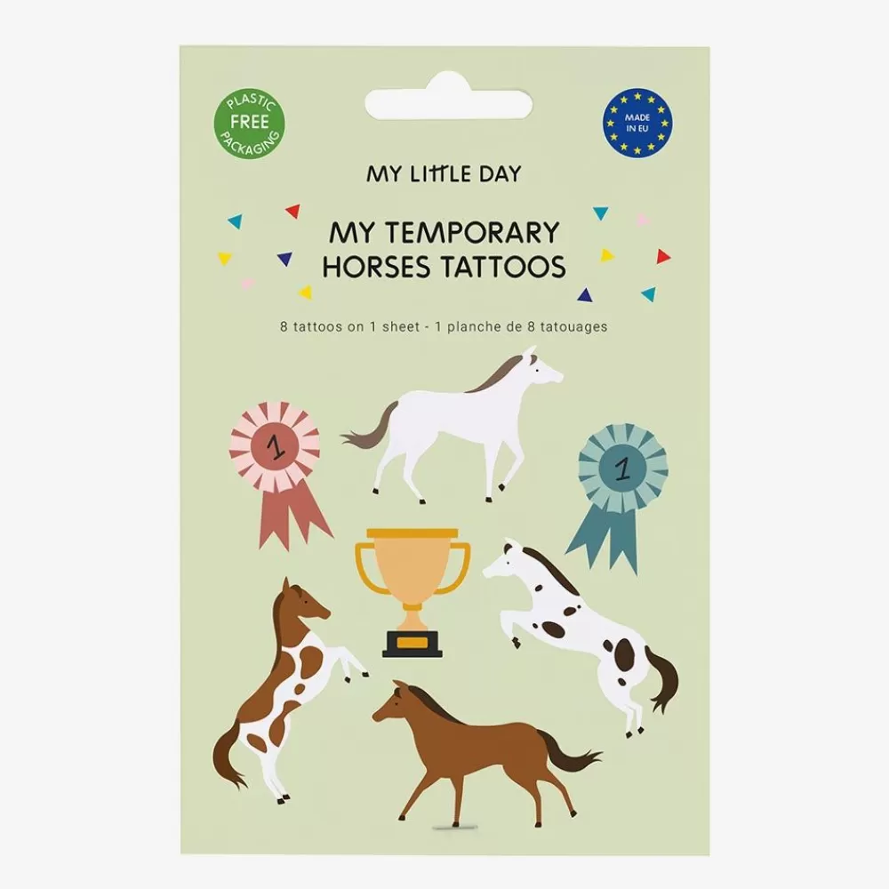 Flash Sale Ephemeral Tattoo: 1 Sheet Of 8 Horse Tattoos Temporary Tattoos