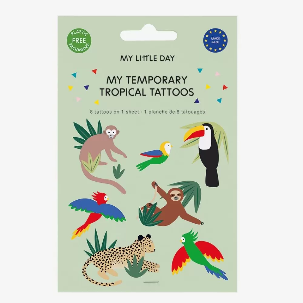 Online Ephemeral Tattoo: 1 Sheet Of 8 Jungle Tattoos Temporary Tattoos