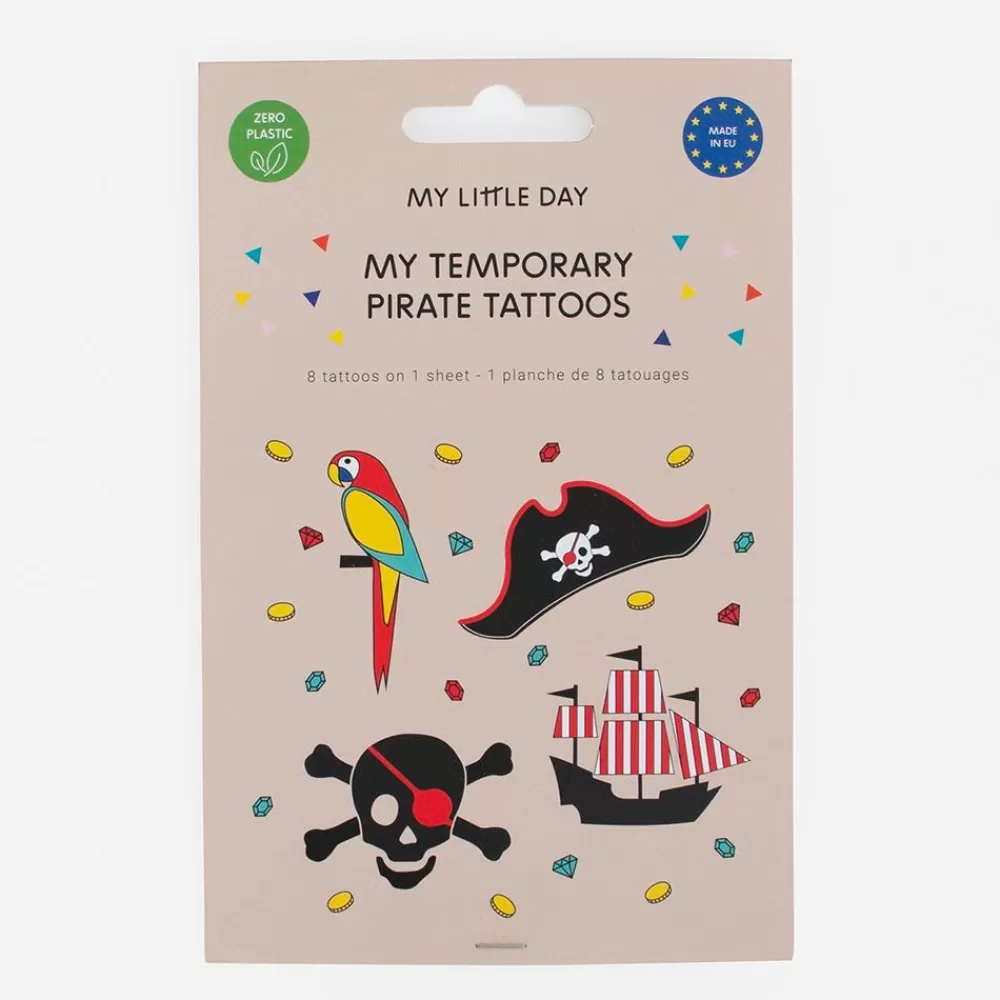 Best Ephemeral Tattoo: 1 Sheet Of 8 Pirate Tattoos Temporary Tattoos