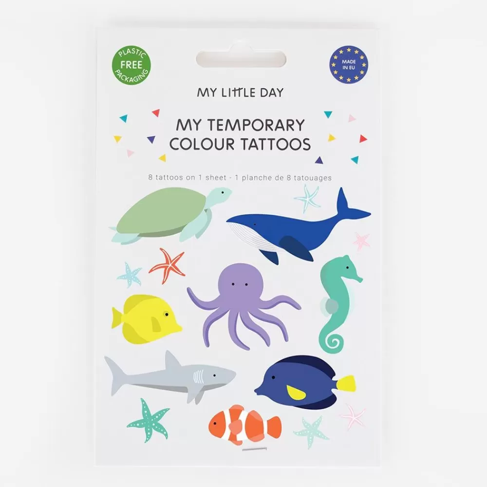 Hot Ephemeral Tattoo: 1 Sheet Of 8 Seabed Tattoos Temporary Tattoos