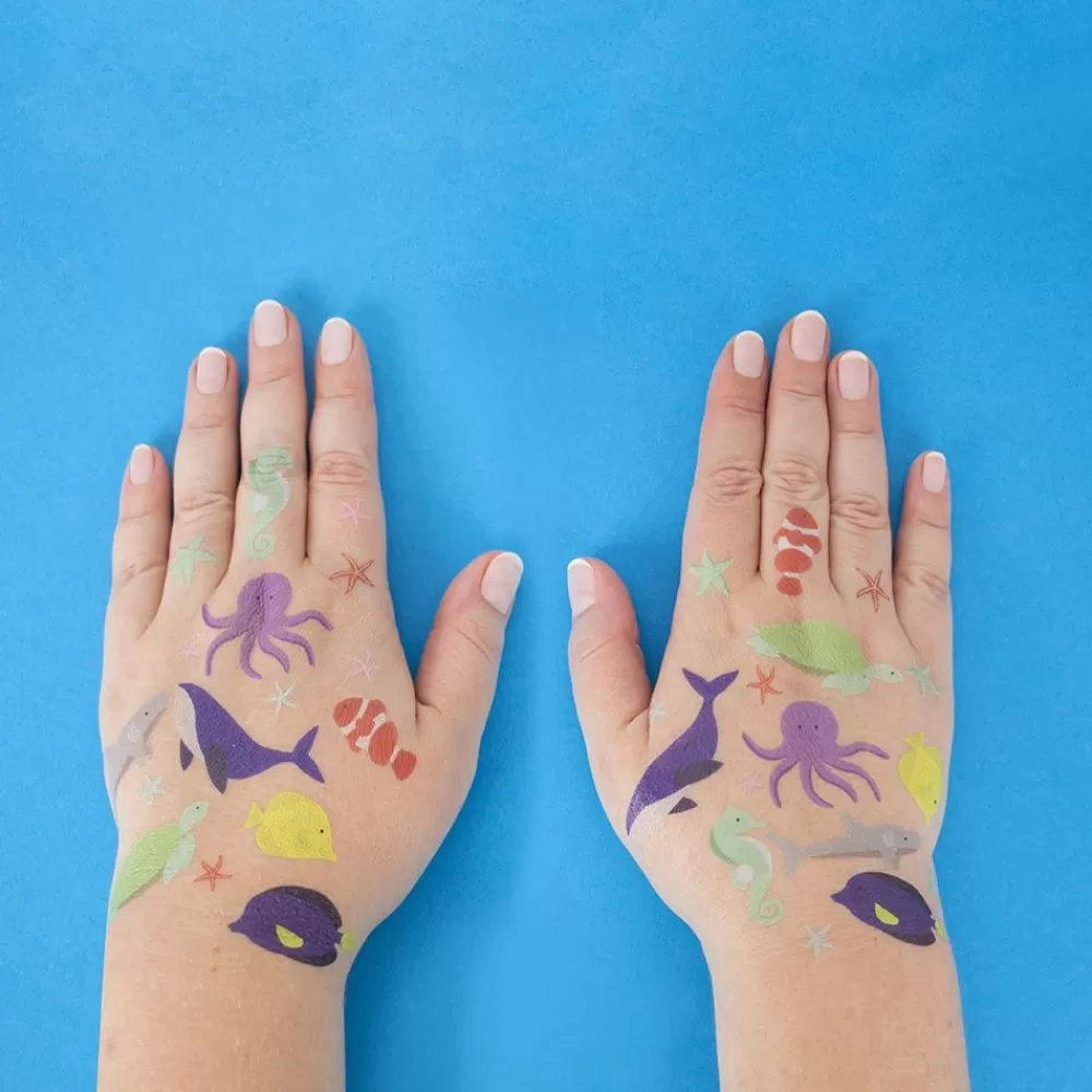 Hot Ephemeral Tattoo: 1 Sheet Of 8 Seabed Tattoos Temporary Tattoos