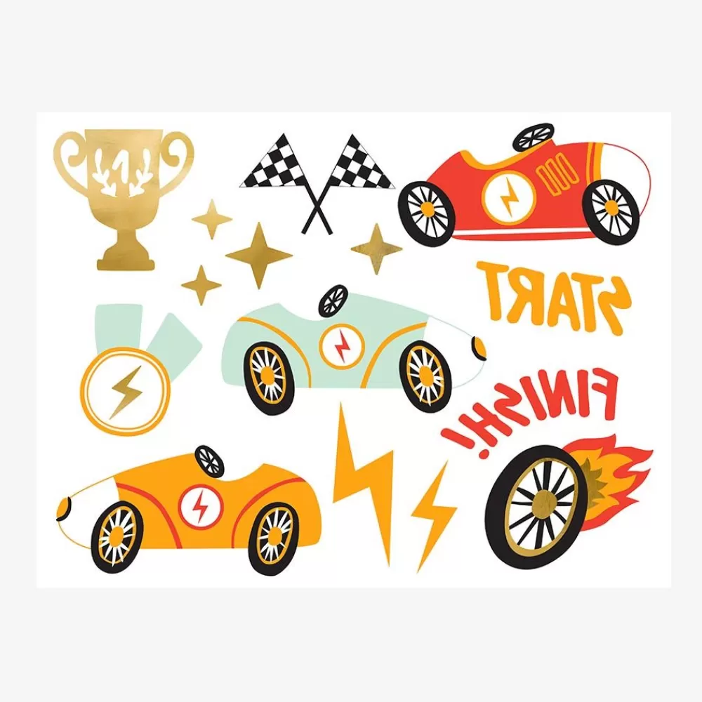 Sale Ephemeral Tattoo: 1 Sheet Of Racing Cars Temporary Tattoos