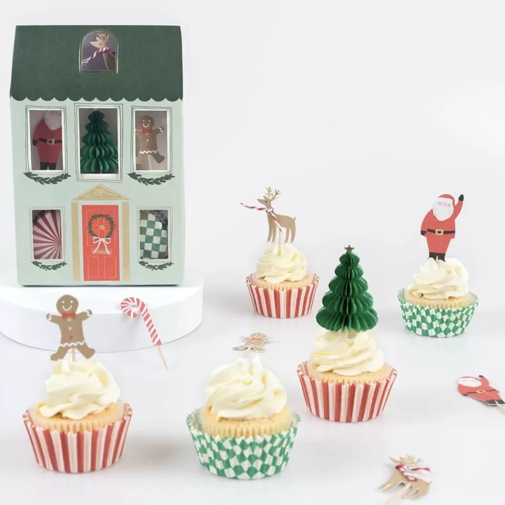 Flash Sale Festive Christmas House Cupcake Kit Cake Toppers