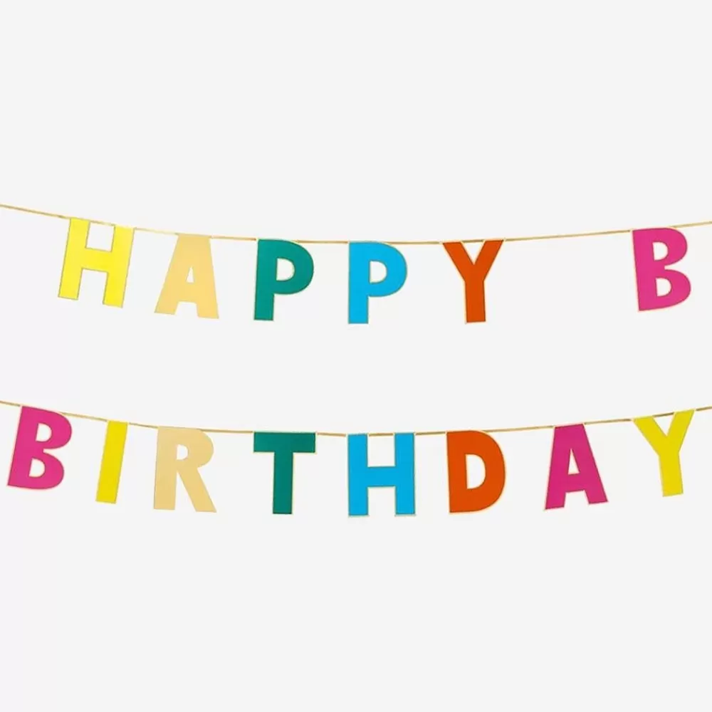 Cheap Garland: Happy Birthday - Rainbow Garlands