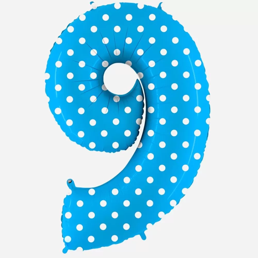 Store Giant Helium Balloon - Giant Blue Number Balloon With White Polka Dots Number Balloons