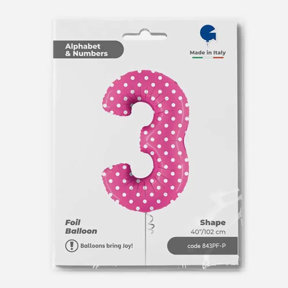 Cheap Giant Helium Balloon - Giant Pink Number Balloon With White Polka Dots Number Balloons