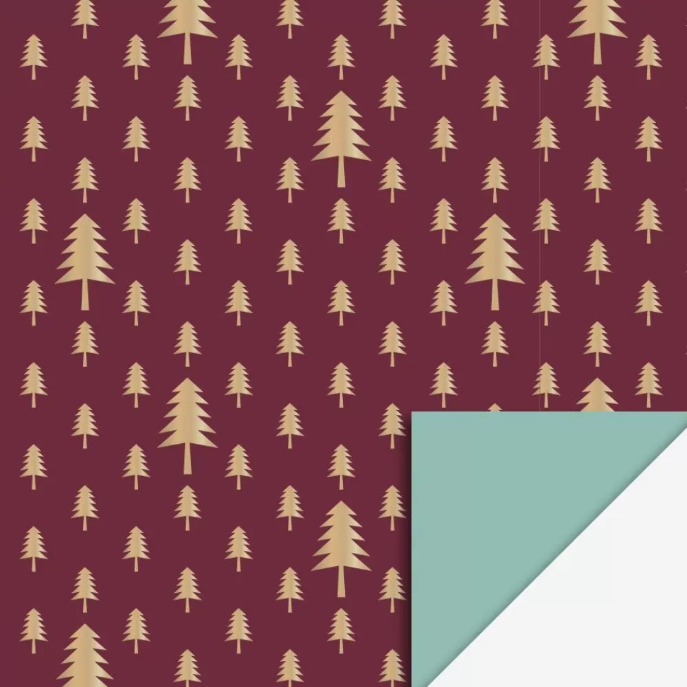 Best Sale Gift Paper: 1 Roll Of Burgundy Fir Gift Wrap