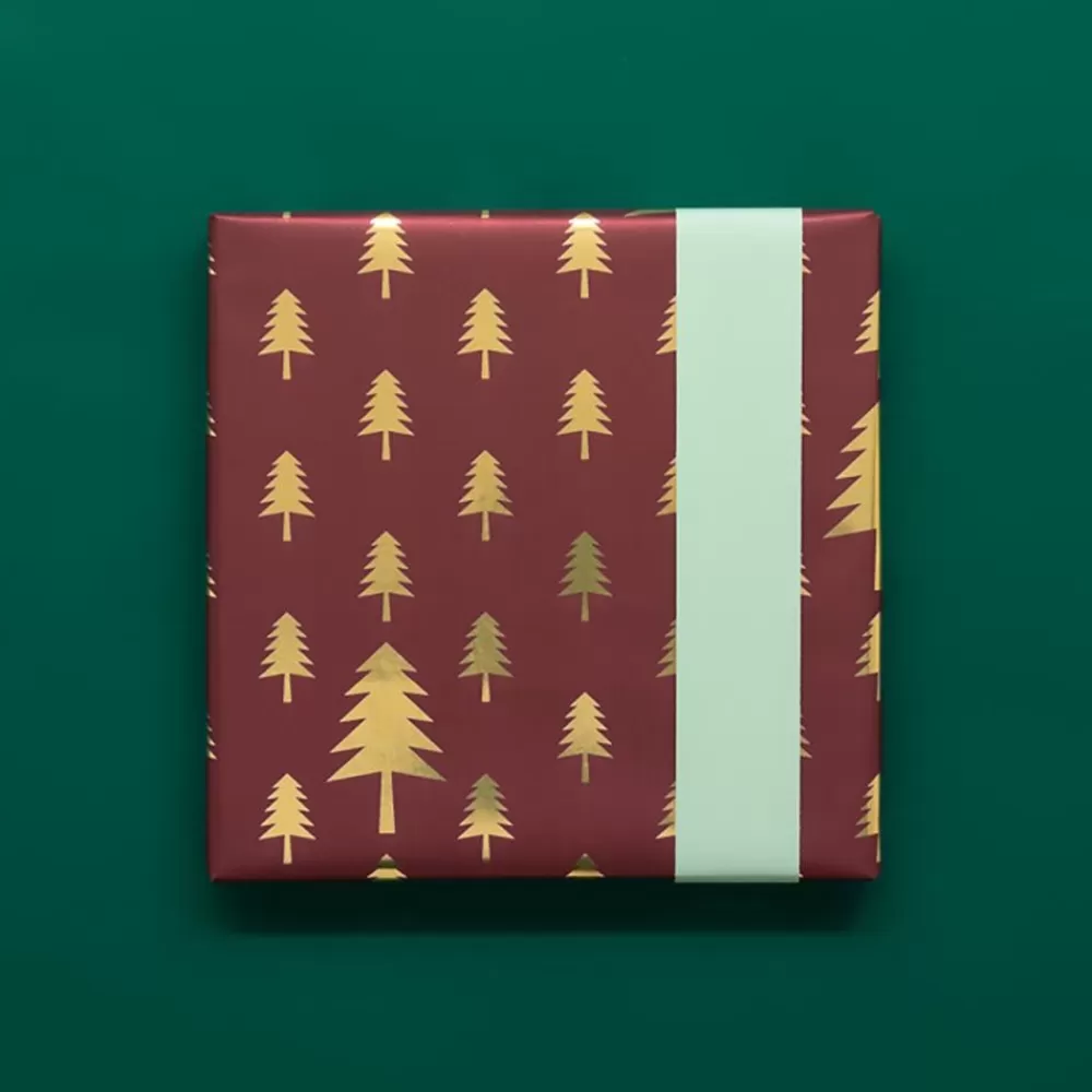 Best Sale Gift Paper: 1 Roll Of Burgundy Fir Gift Wrap