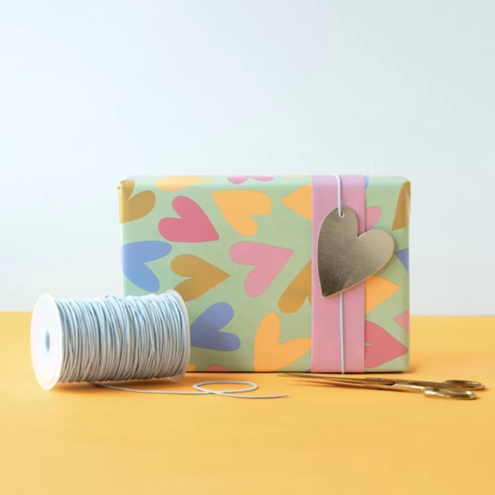 New Gift Paper: 1 Roll Of Colored Heart Gift Wrap