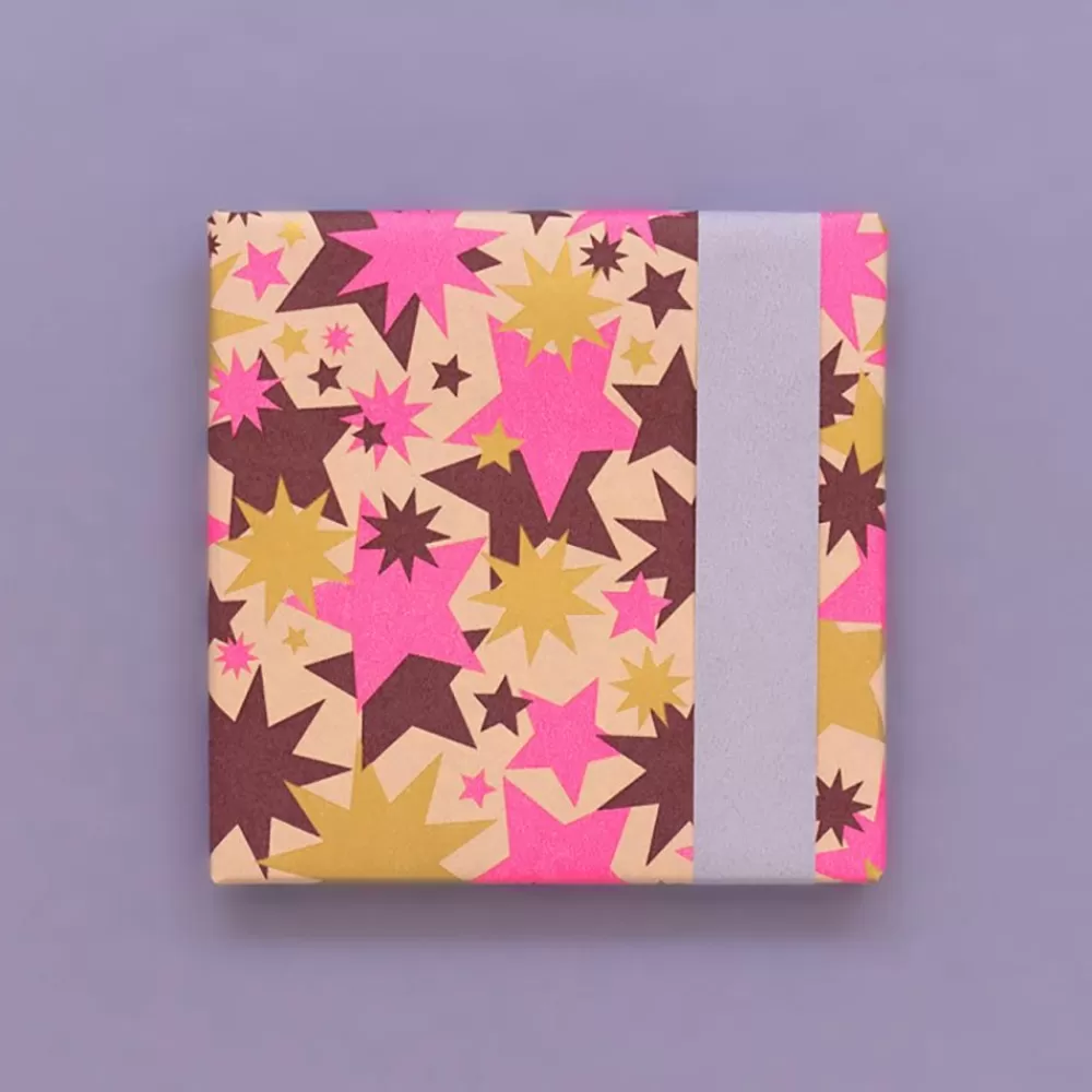 Sale Gift Paper: 1 Roll Of Pink Stars Gift Wrap