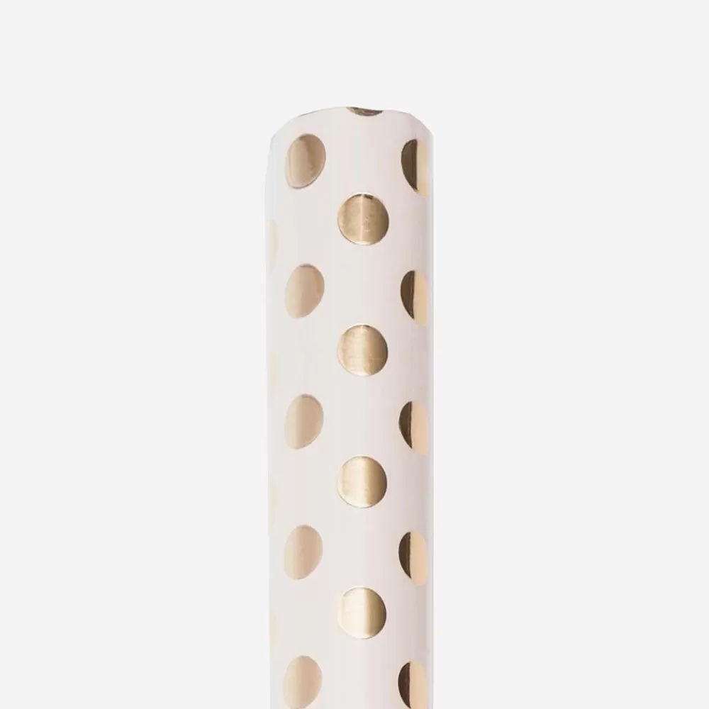 Online Gift Wrap: 1 White Roll With Golden Dots Gift Wrap