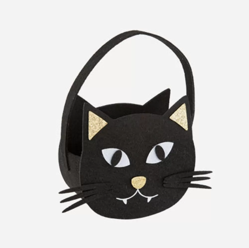 Outlet Halloween Black Cat Felt Basket Gift Bags