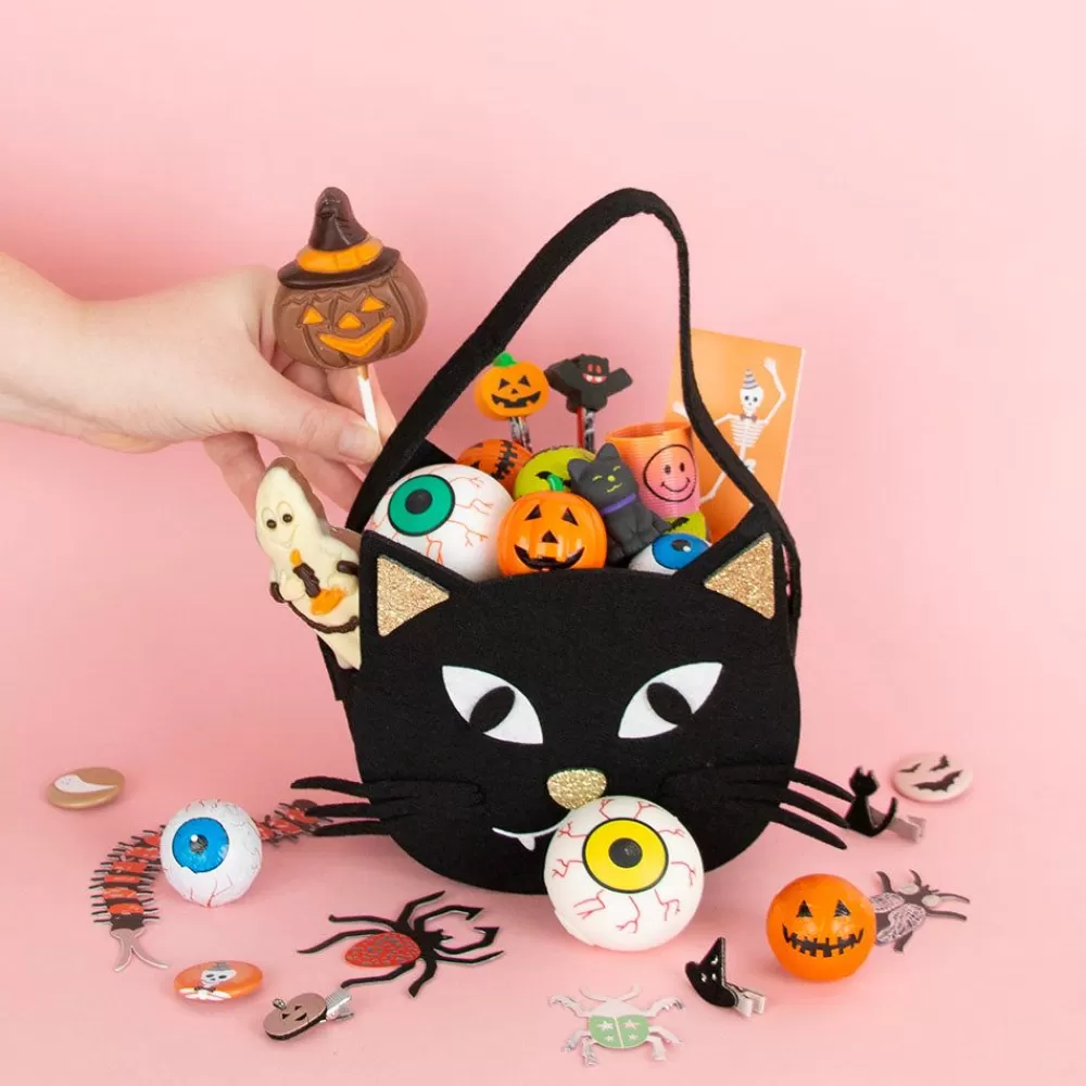 Outlet Halloween Black Cat Felt Basket Gift Bags