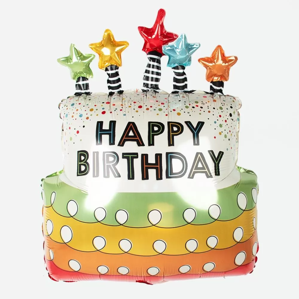 Hot Happy Birthday Cake Balloon Shaped Helium Balloons