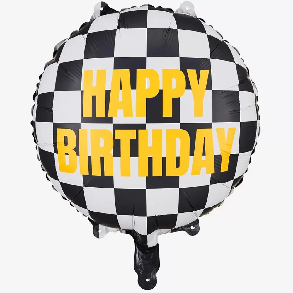 Cheap Happy Birthday Checkered Flag Balloon Shaped Helium Balloons