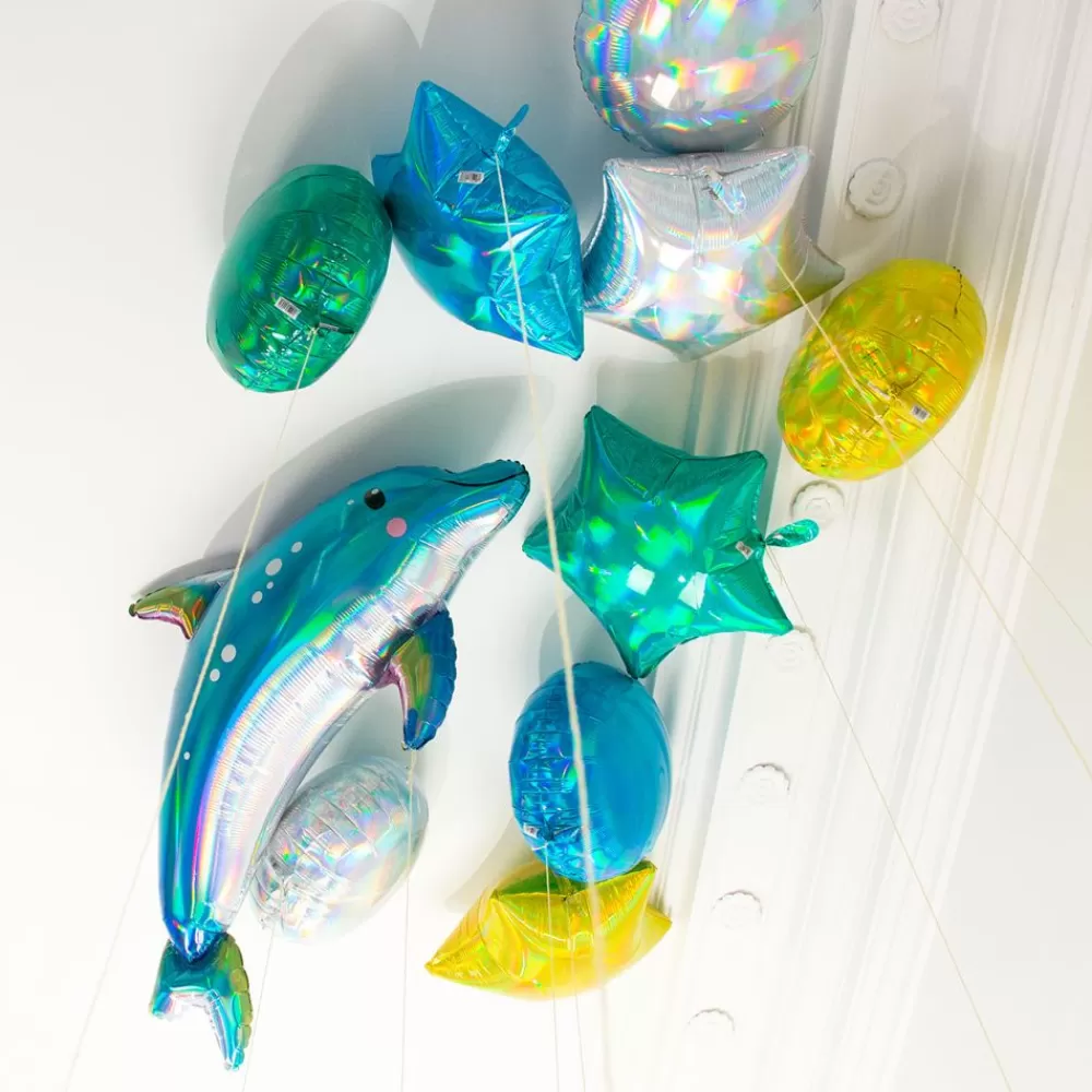 Shop Holographic Dolphin Balloon Shaped Helium Balloons