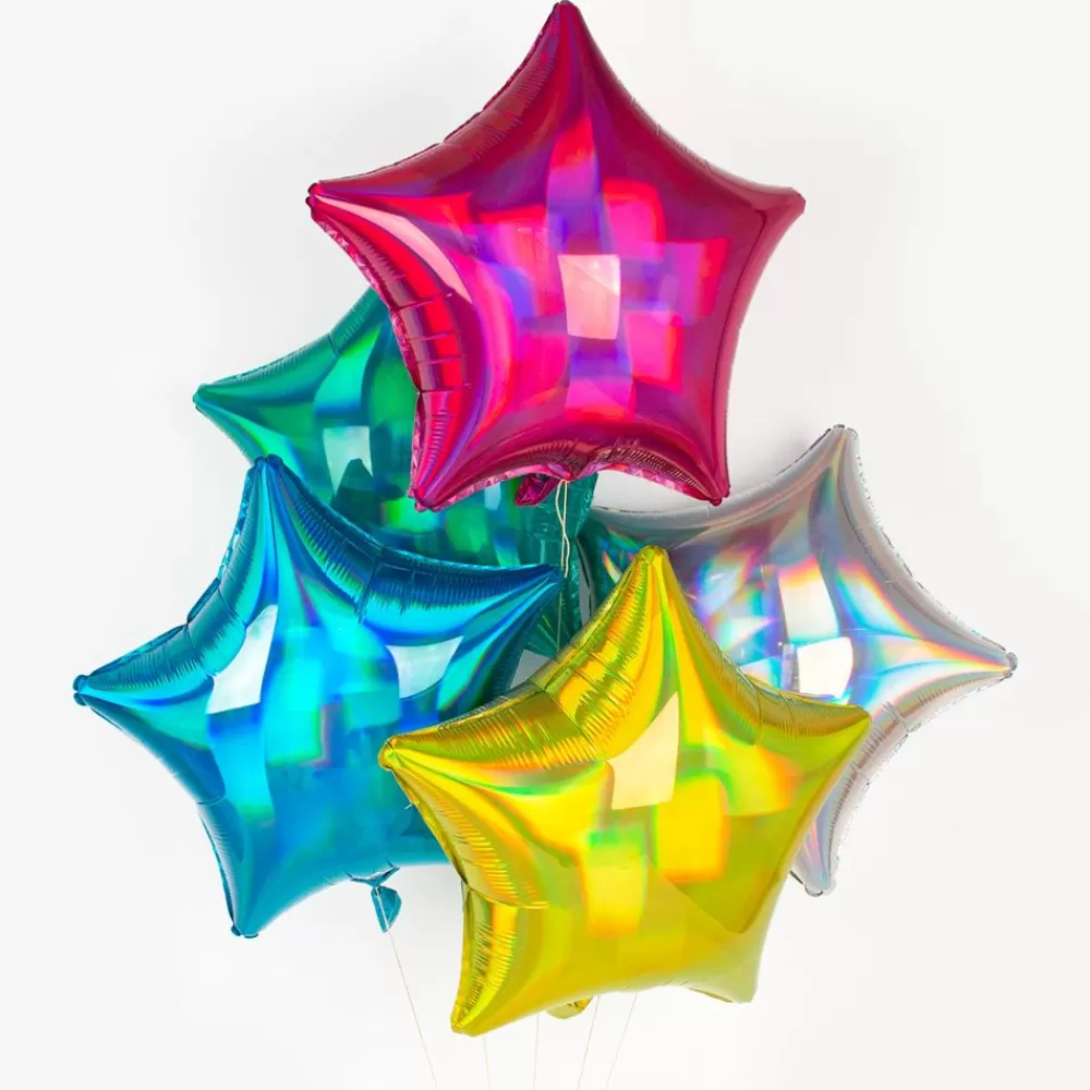 Clearance Holographic Silver Star Balloon Shaped Helium Balloons