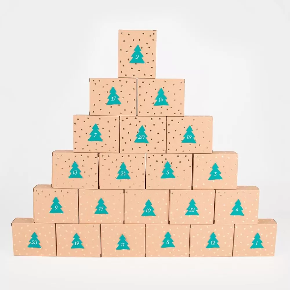 Shop Kraft Advent Calendar With Gold Stars Gift Bags