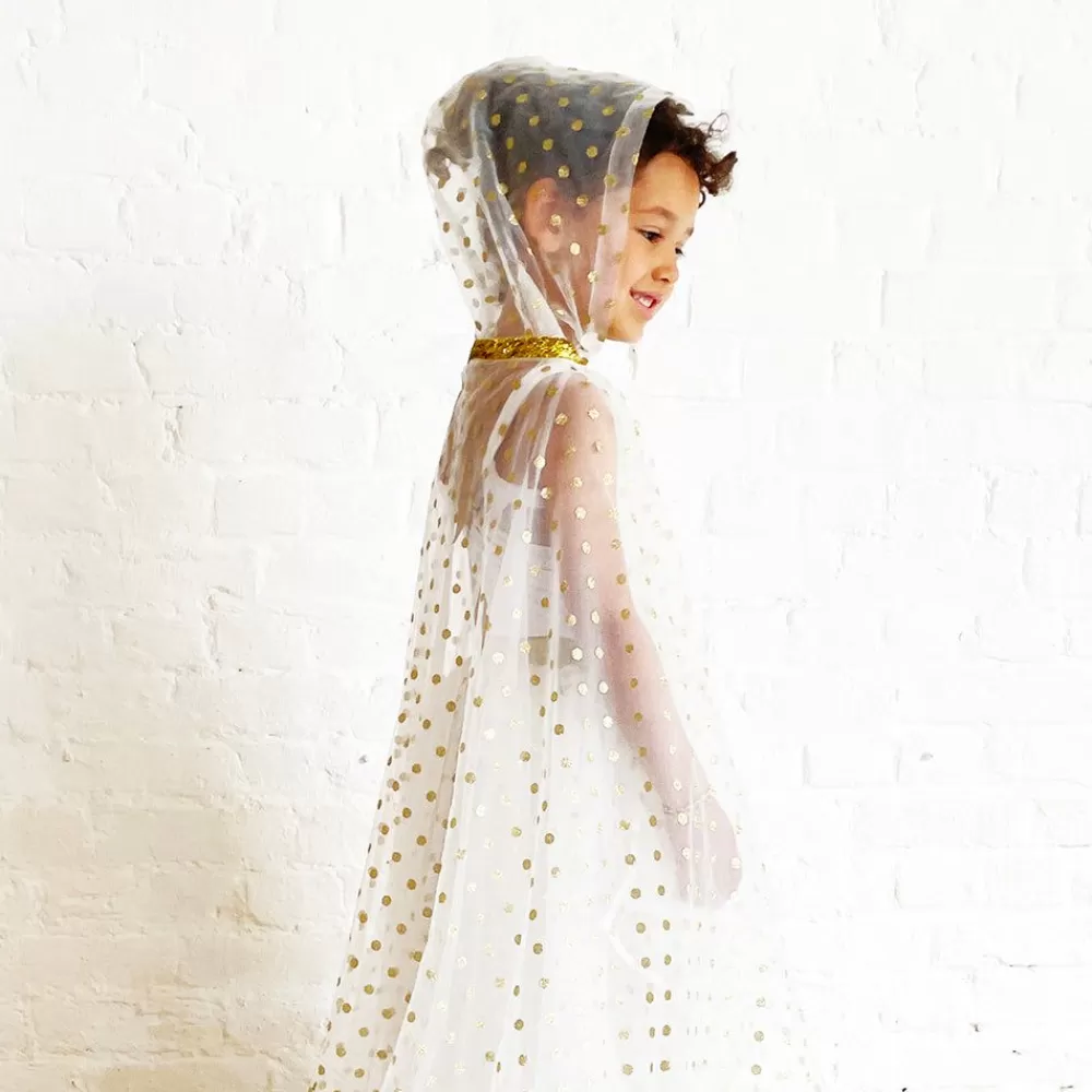 New Long Fairy Cape With Golden Polka Dots Costumes