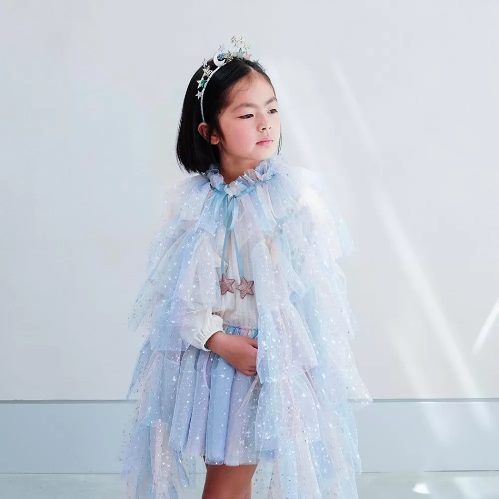 Fashion Long Pastel Rainbow Cape With Ruffles Costumes