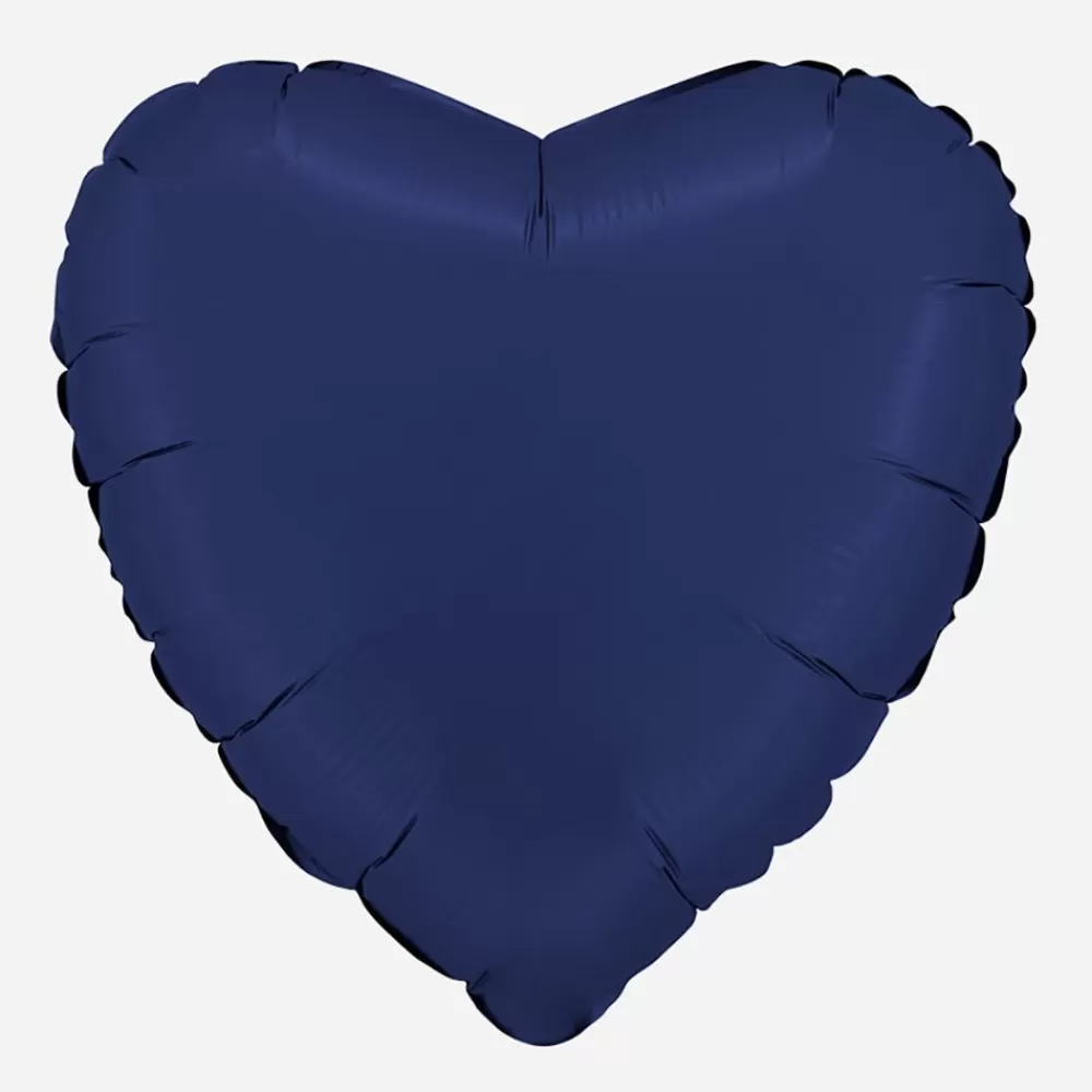 Hot Navy Blue Satin Heart Balloon Shaped Helium Balloons