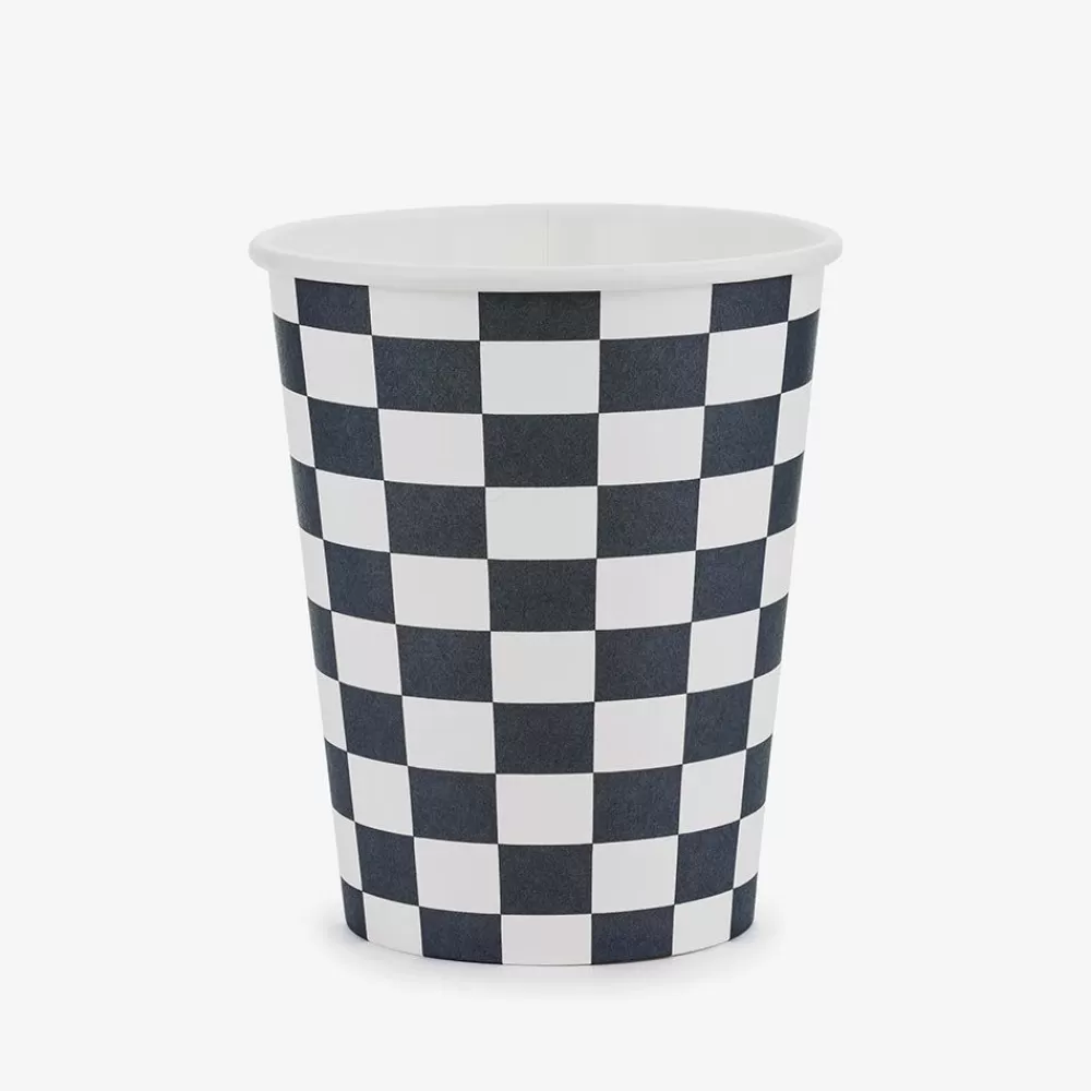 Cheap Paper Cup: 6 Black And White Checkerboard Cups Cups