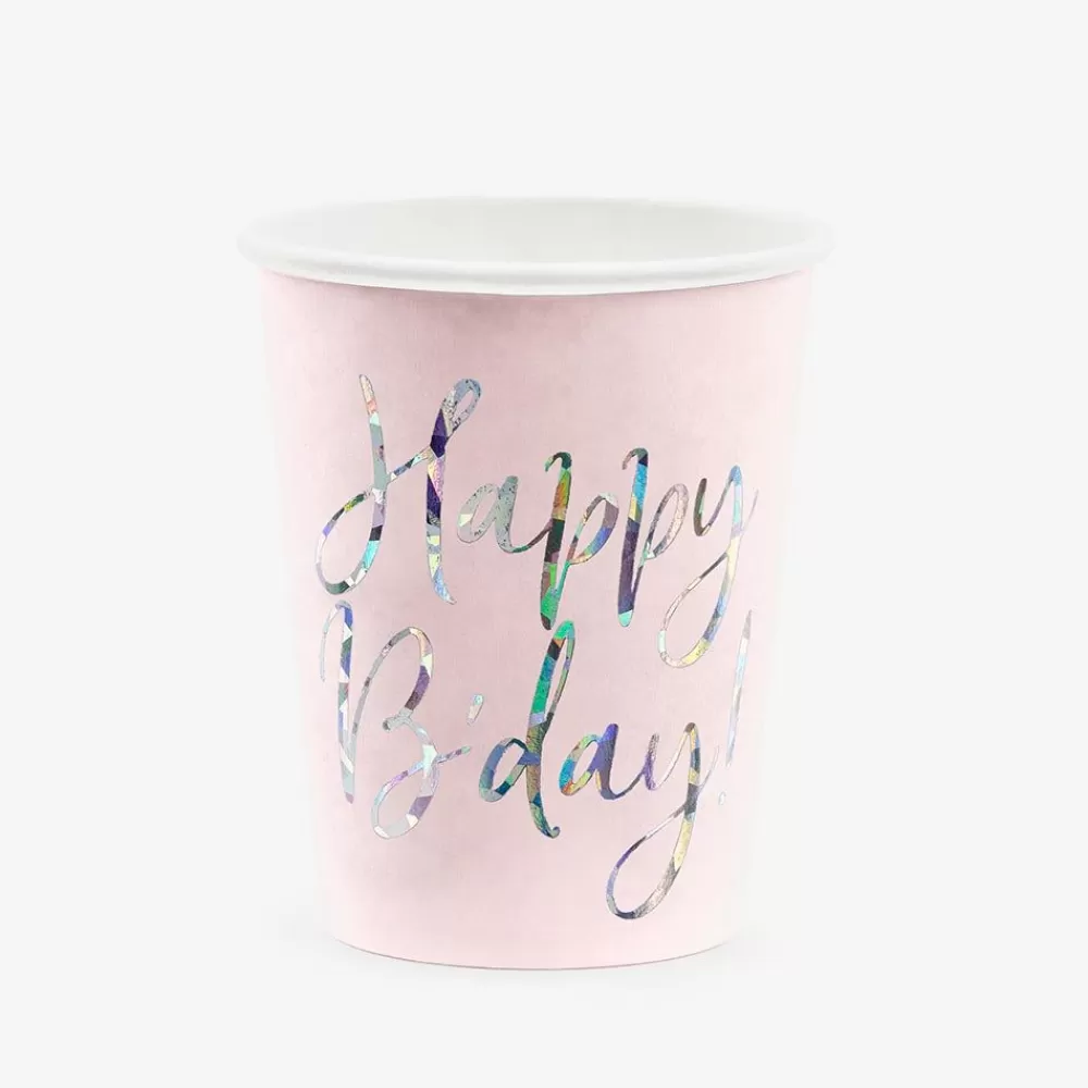 Best Paper Cup: 6 Pink B'Day Cups Cups